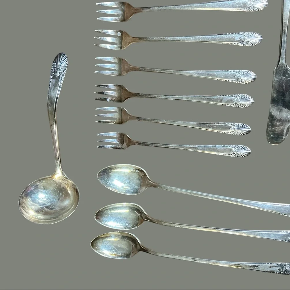 Crown Silver Plate Accessory Pieces Nineteen in Total Vintage